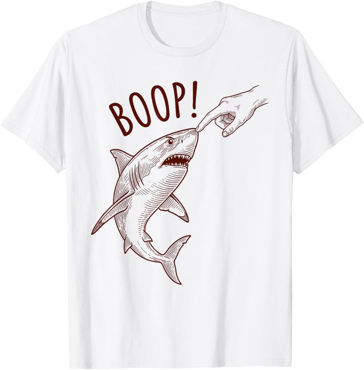 Boop! Vintage Shark Funny Beach Surfing Sea Ocean Life Meme T-Shirt - T-Shirt | White