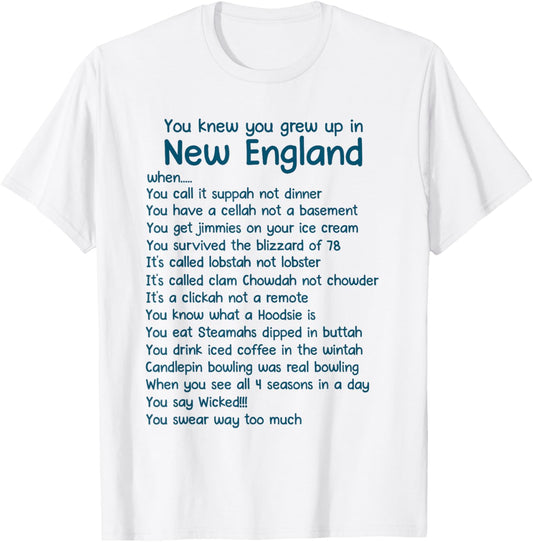 You Knew You Grew up in New England When T-Shirt - T-Shirt | White