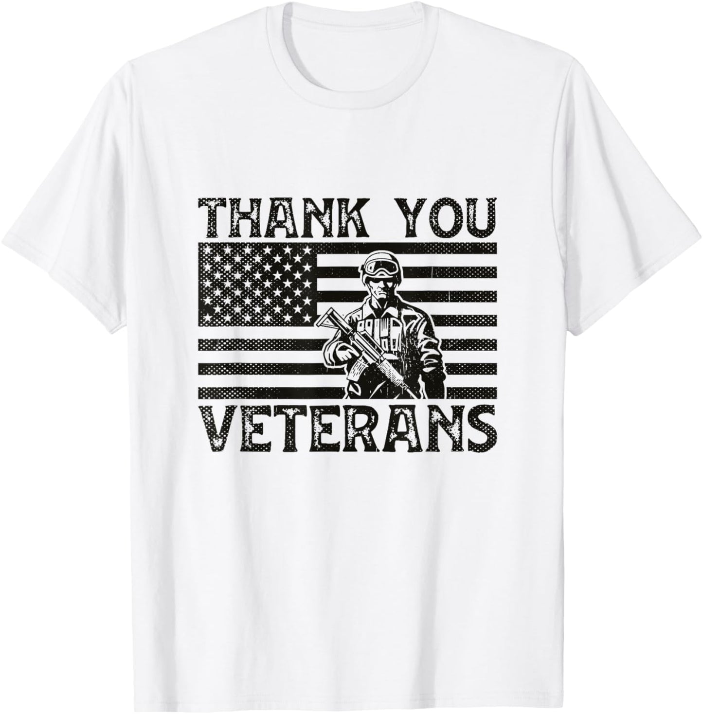 Thank You Veterans Soldier Memorial Day Patriotic Veteran T-Shirt - T-Shirt | White