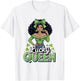 Lucky Queen St Patricks Day Black Girl Afro Shamrock Squad T-Shirt - T-Shirt | White