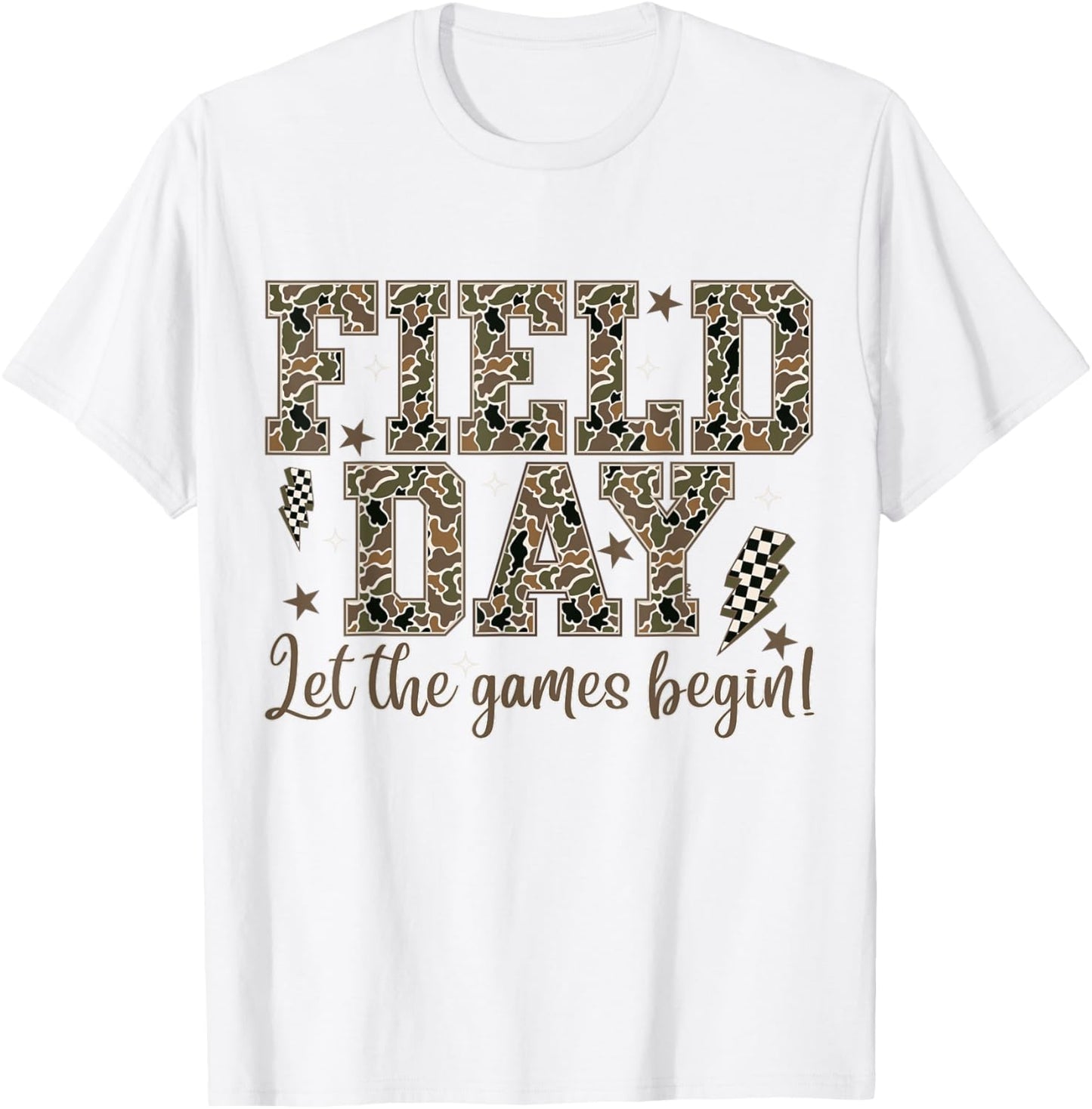 Field Day Let The Games Begin Funny Field Day Camouflage T-Shirt - T-Shirt | White