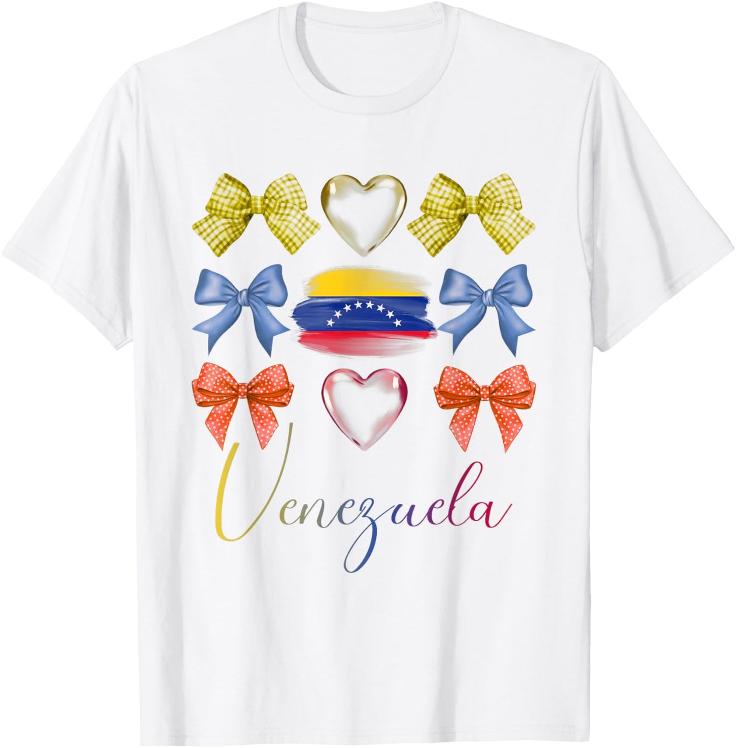 Venezuelan Bows Pride Roots Latina Women Girls Venezuela Bow T-Shirt - T-Shirt | White