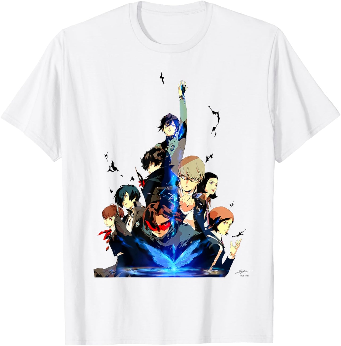 Persona 30th Anniversary Key Art (Black Logo) ATLUS T-Shirt - T-Shirt | White