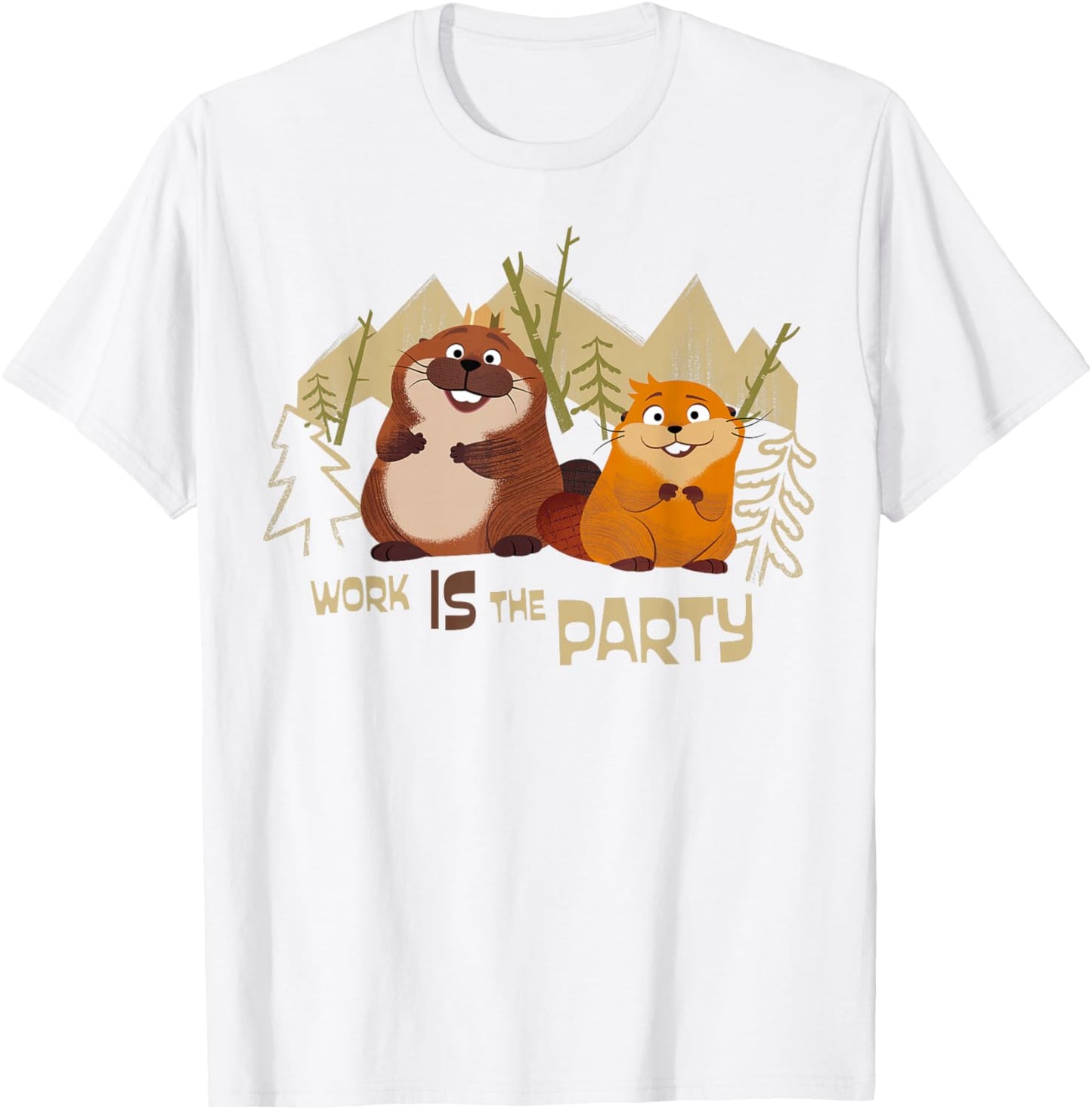Disney Pixar Hoppers Work is The Party Mabel and King George T-Shirt - T-Shirt | White