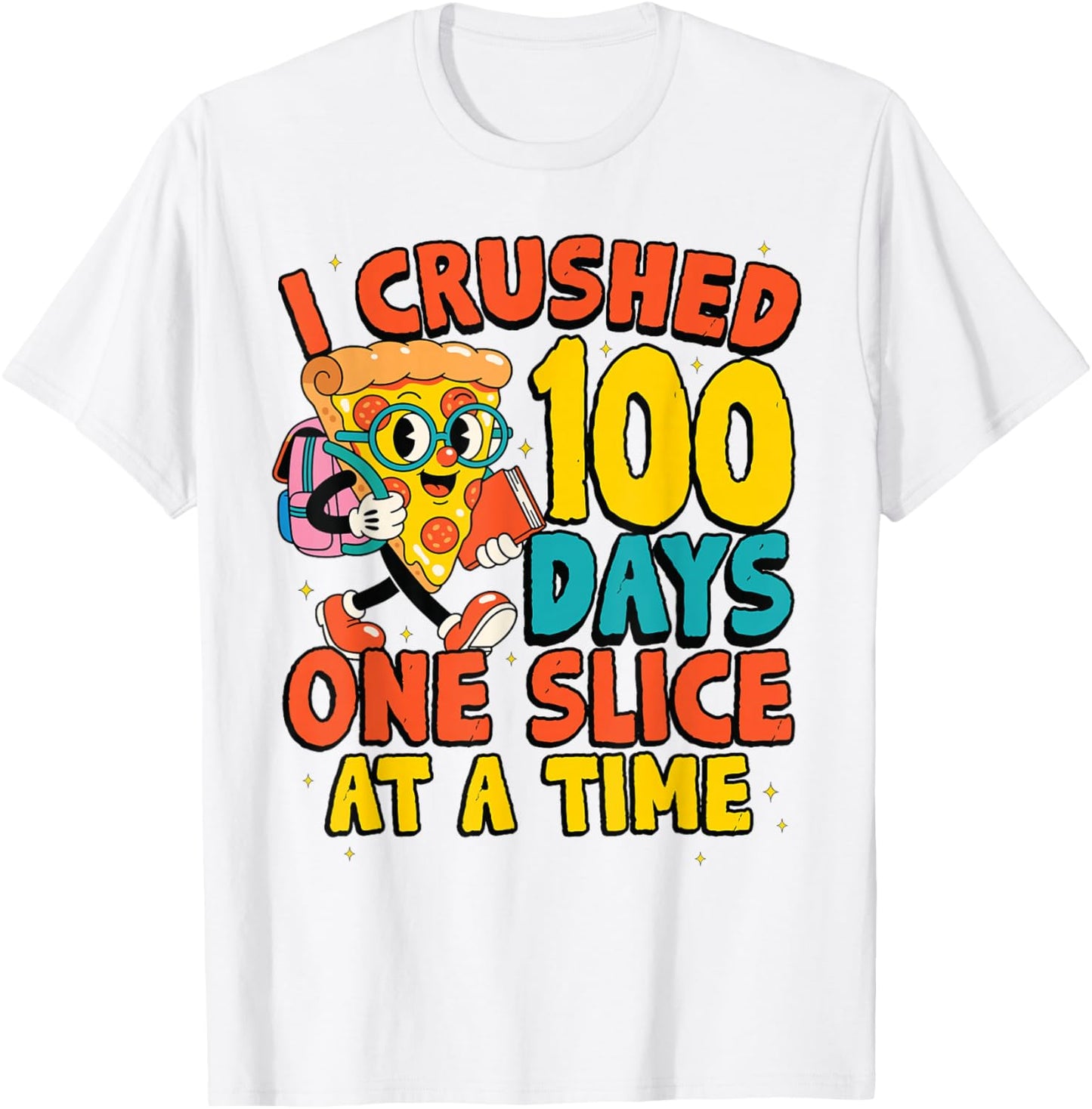 Funny 100 Days of School Pizza Slice Student Celebration T-Shirt - T-Shirt | White