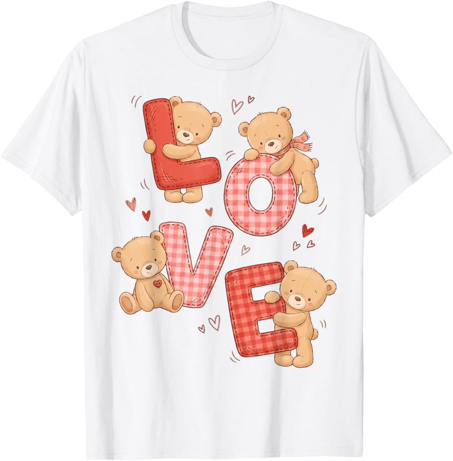 Cute Teddy Bear Women Valentines Shirt Girl Love Heart T-Shirt - T-Shirt | White