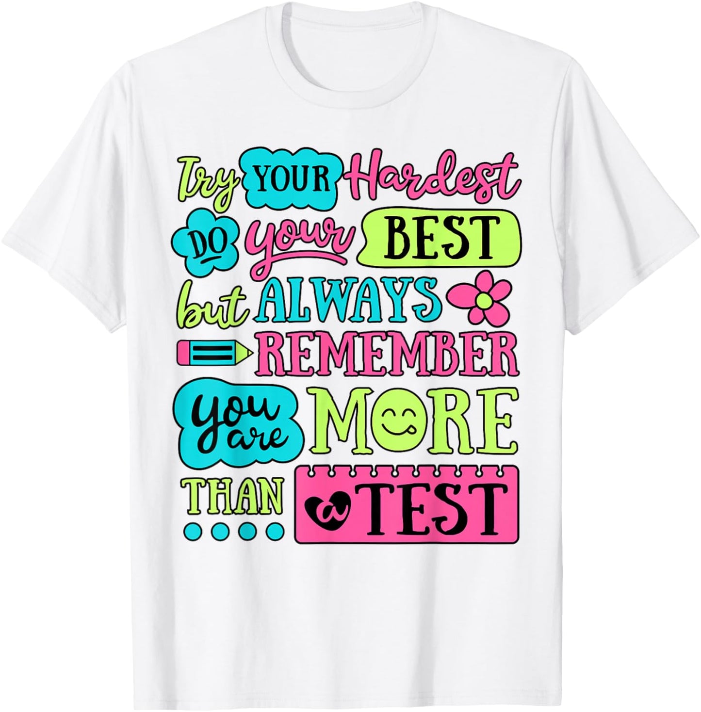 You are More Than A Test Teacher Student Testing Day Groovy T-Shirt - T-Shirt | White