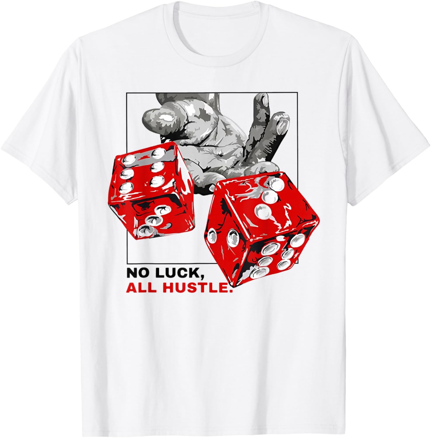 No Luck All Hustle T-Shirt - T-Shirt | White
