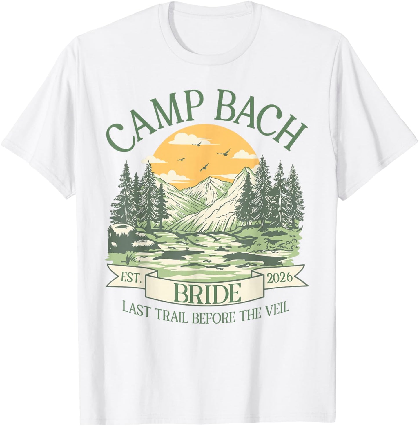 Camp Bach Est 2026 Retro Camping Bachelorette Bride T-Shirt - T-Shirt | White