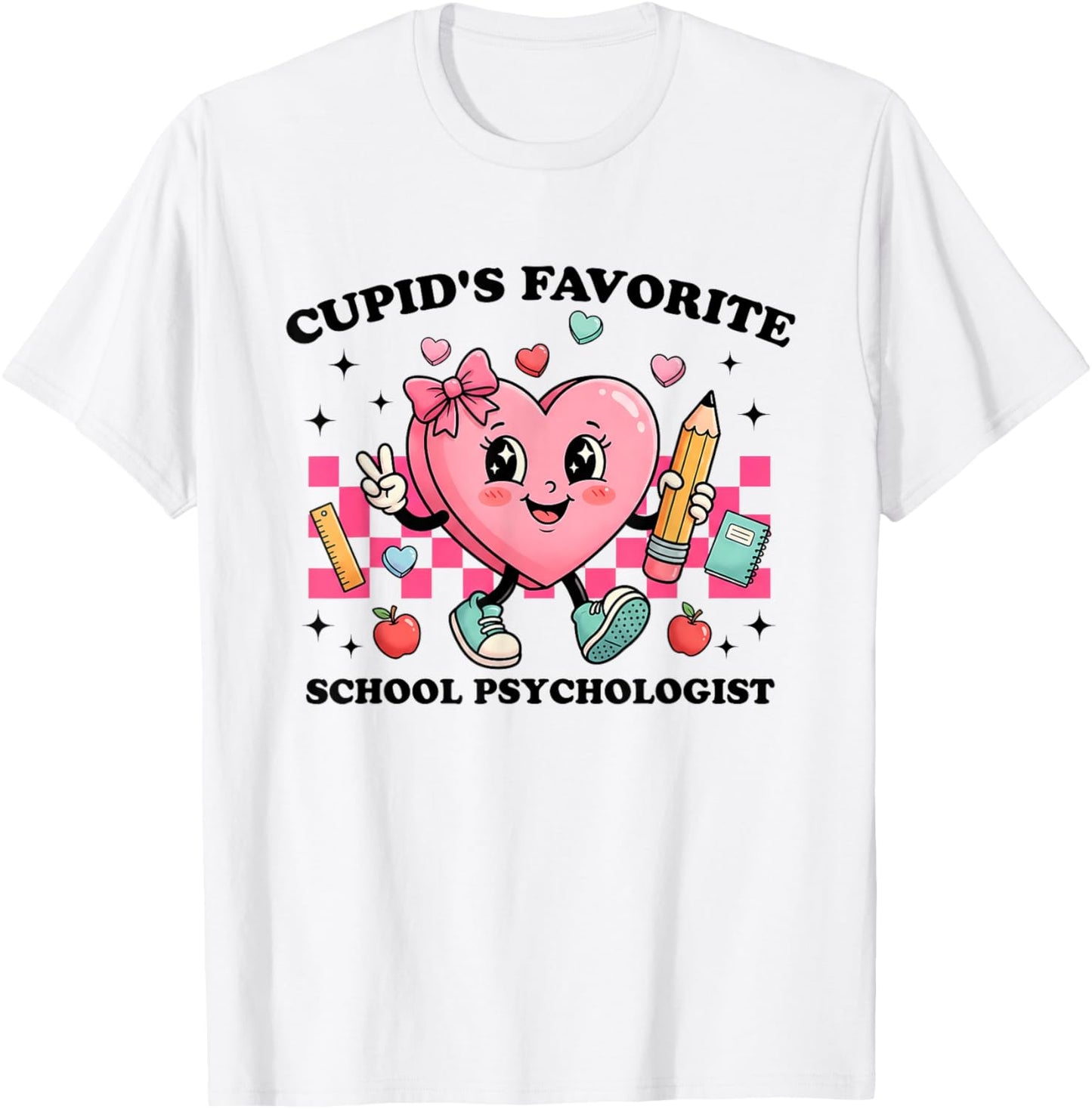 Cupid’s Favorite School Psychologist Valentines Funny Cupid T-Shirt - T-Shirt | White