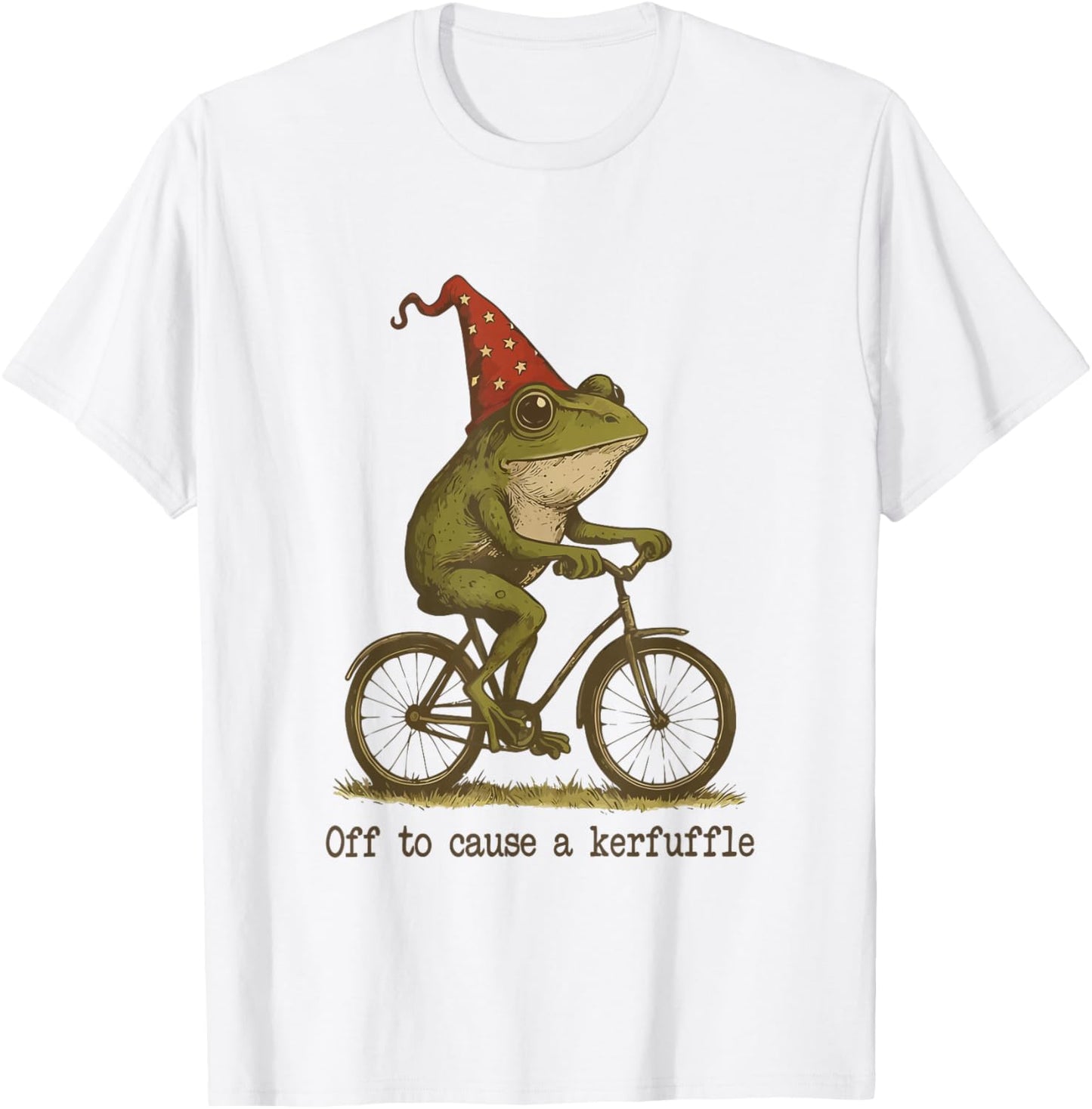 Off to Cause A Kerfuffle Frog Funny Weirdcore Wizard Frog T-Shirt - T-Shirt | White