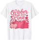 in October We Wear Pink Floral Pumpkin Fall Breast Cancer T-Shirt - T-Shirt | White