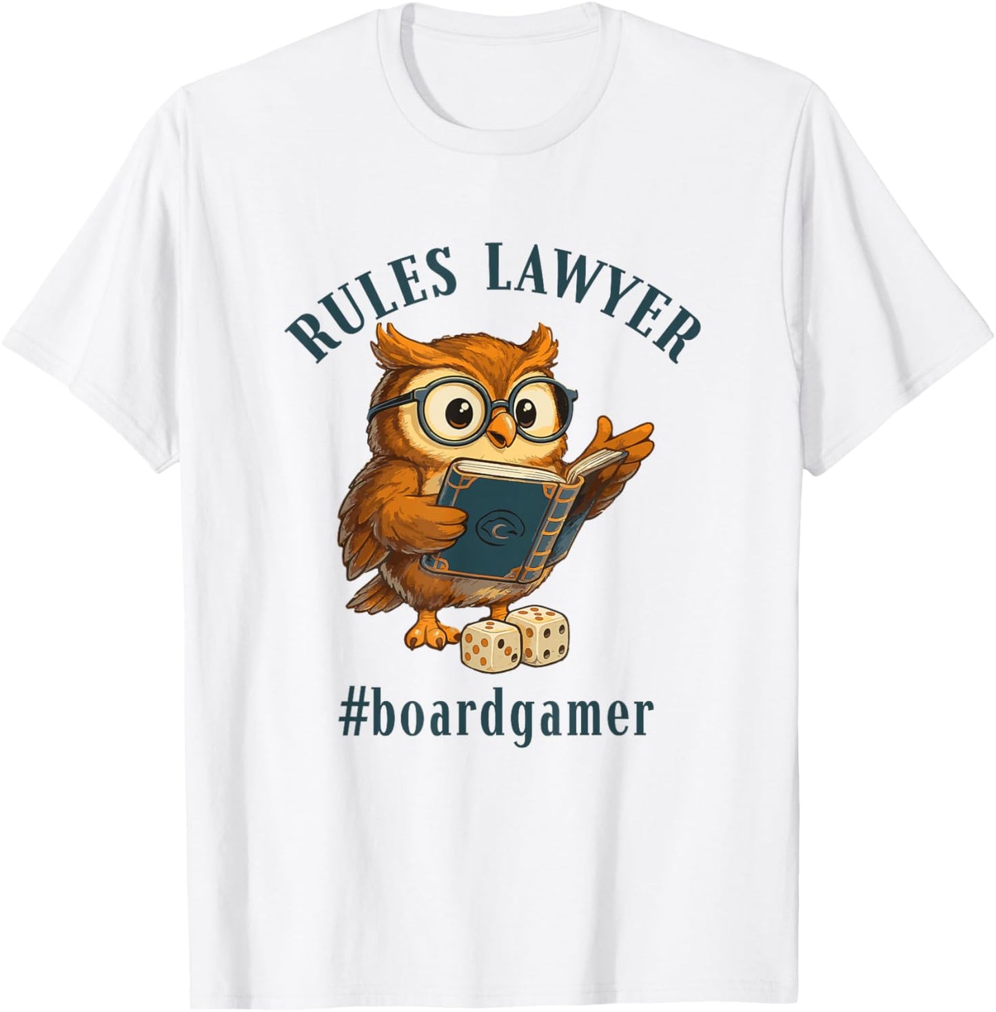 Cute Owl with Glasses Rules Lawyer Board Gamer Play Games T-Shirt - T-Shirt | White