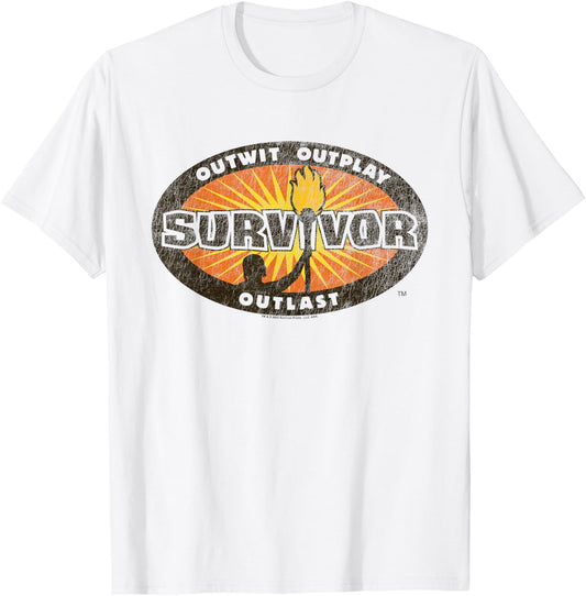 Survivor Vintage Distressed Logo Competition Reality TV T-Shirt - T-Shirt | White