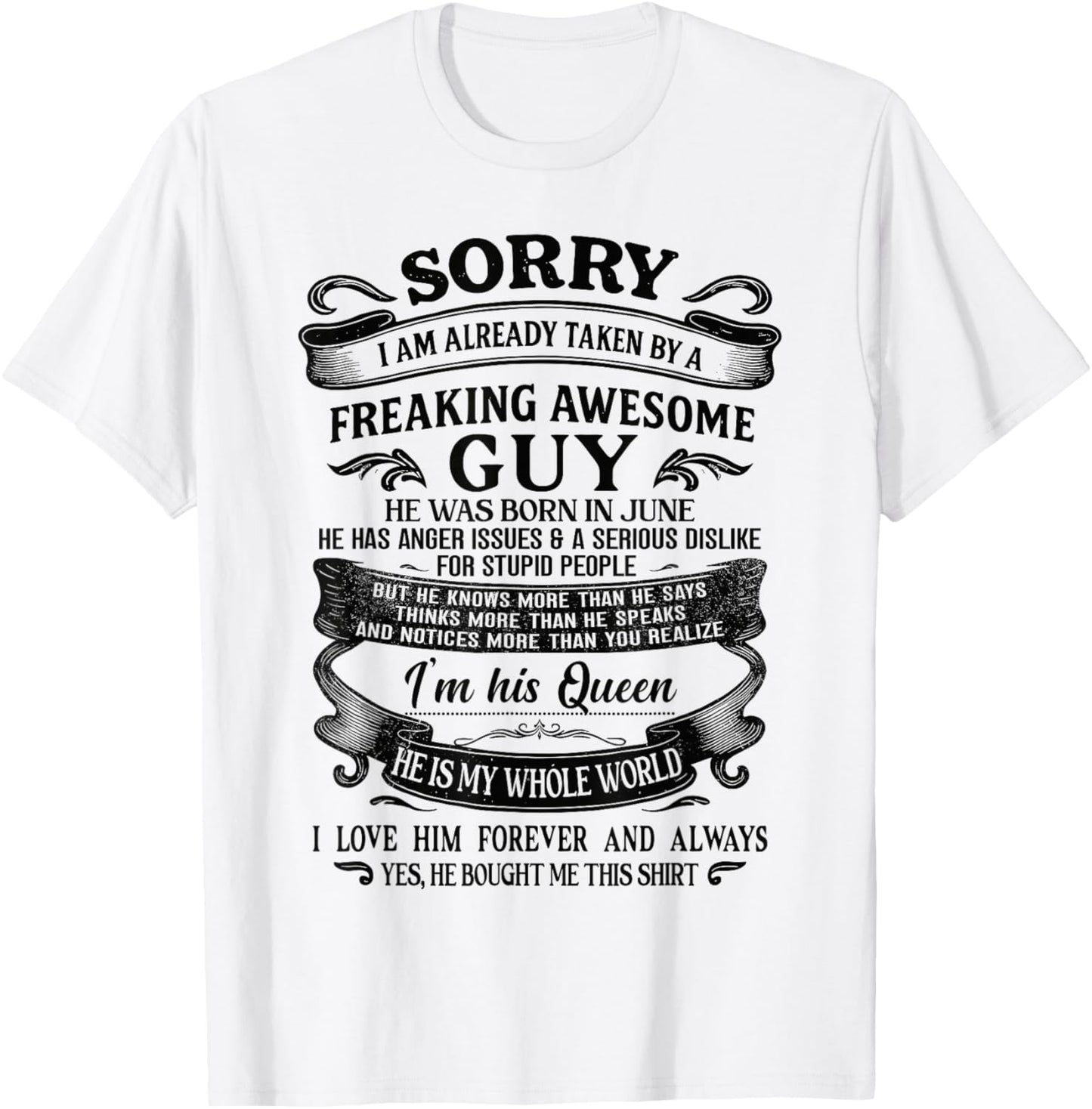 I Am Already Taken by Freaking Awesome Guy Born in June T-Shirt - T-Shirt | White