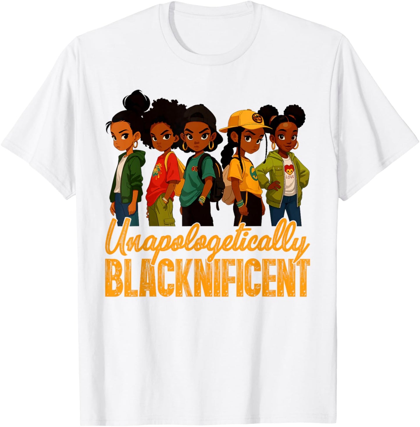 Unapologetically Blacknificent Black History Month Afro Girl T-Shirt - T-Shirt | White
