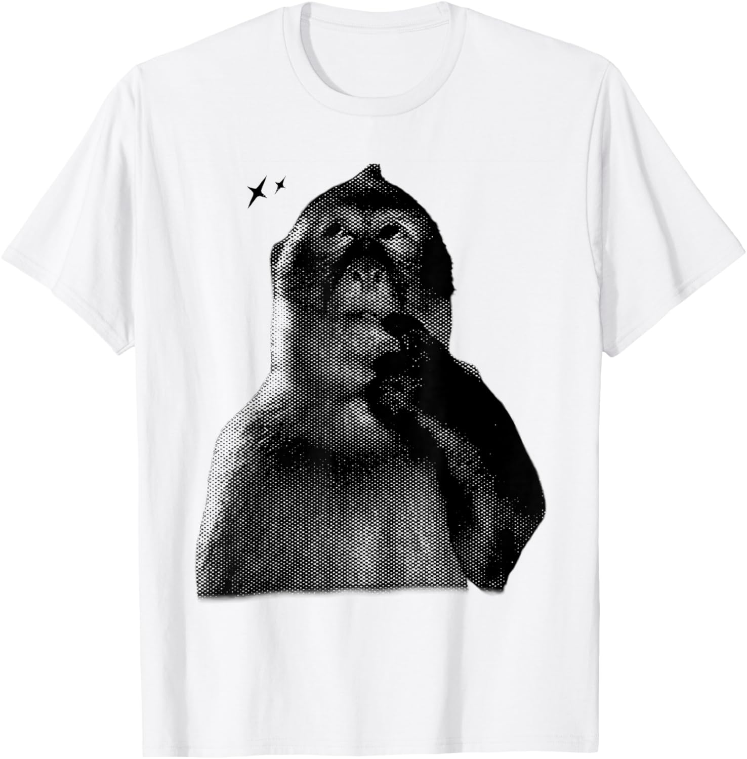 Funny Thinking Monkey Meme 2YK Graphic T-Shirt - T-Shirt | White