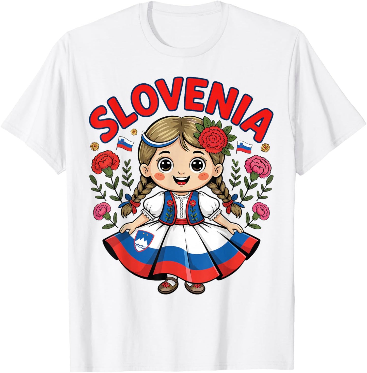 Cute Slovenian Girl in Folk Dress for Kids T-Shirt - T-Shirt | White