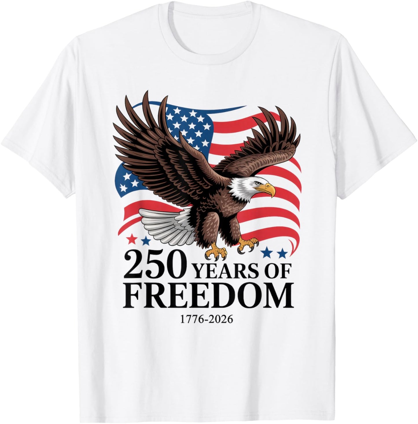 4th of July American Flag Vintage 250 Years 1776 2026 USA T-Shirt - T-Shirt | White
