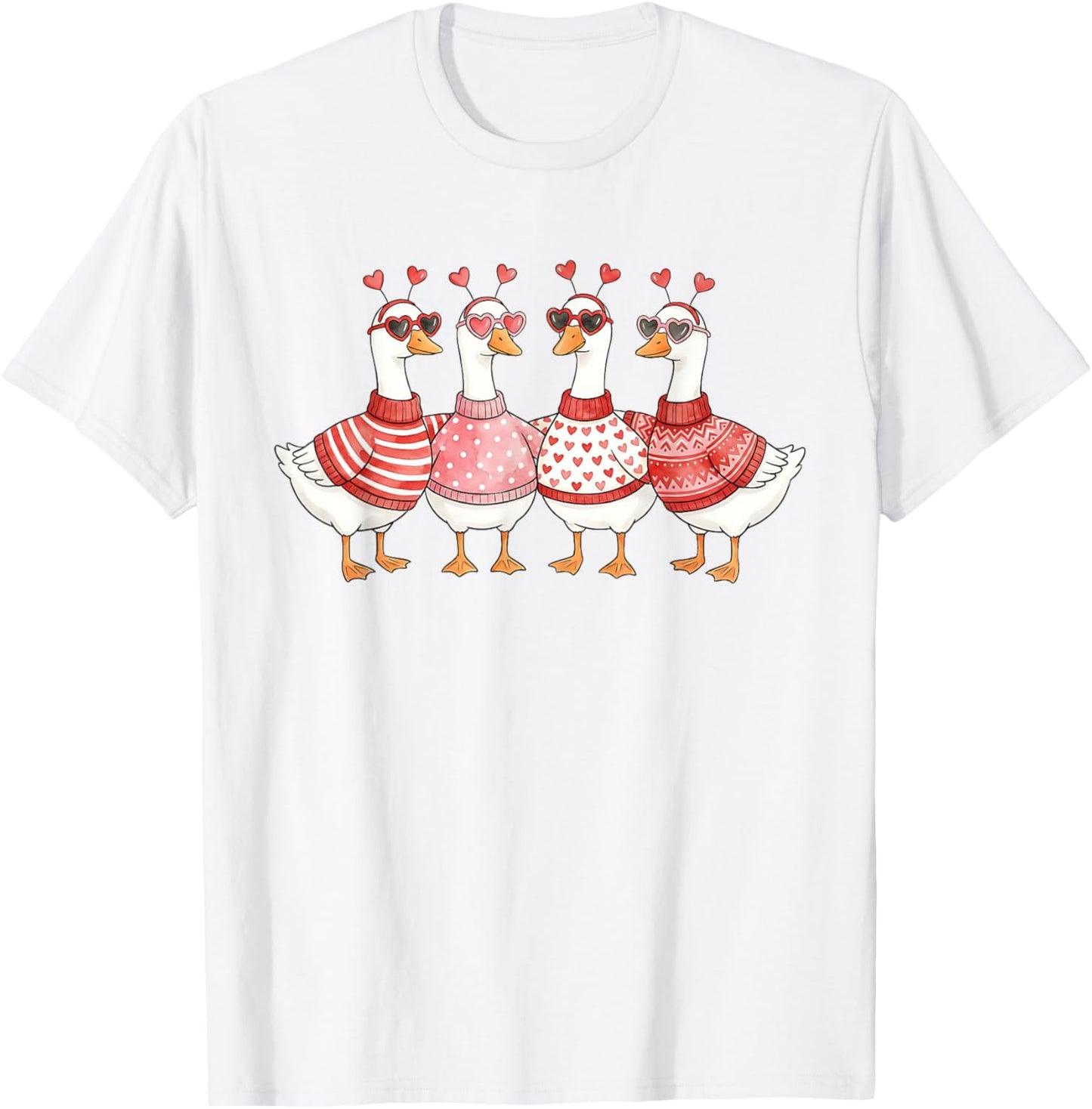 Funny Valentine Goose Squad Matching Heart Love T-Shirt - T-Shirt | White