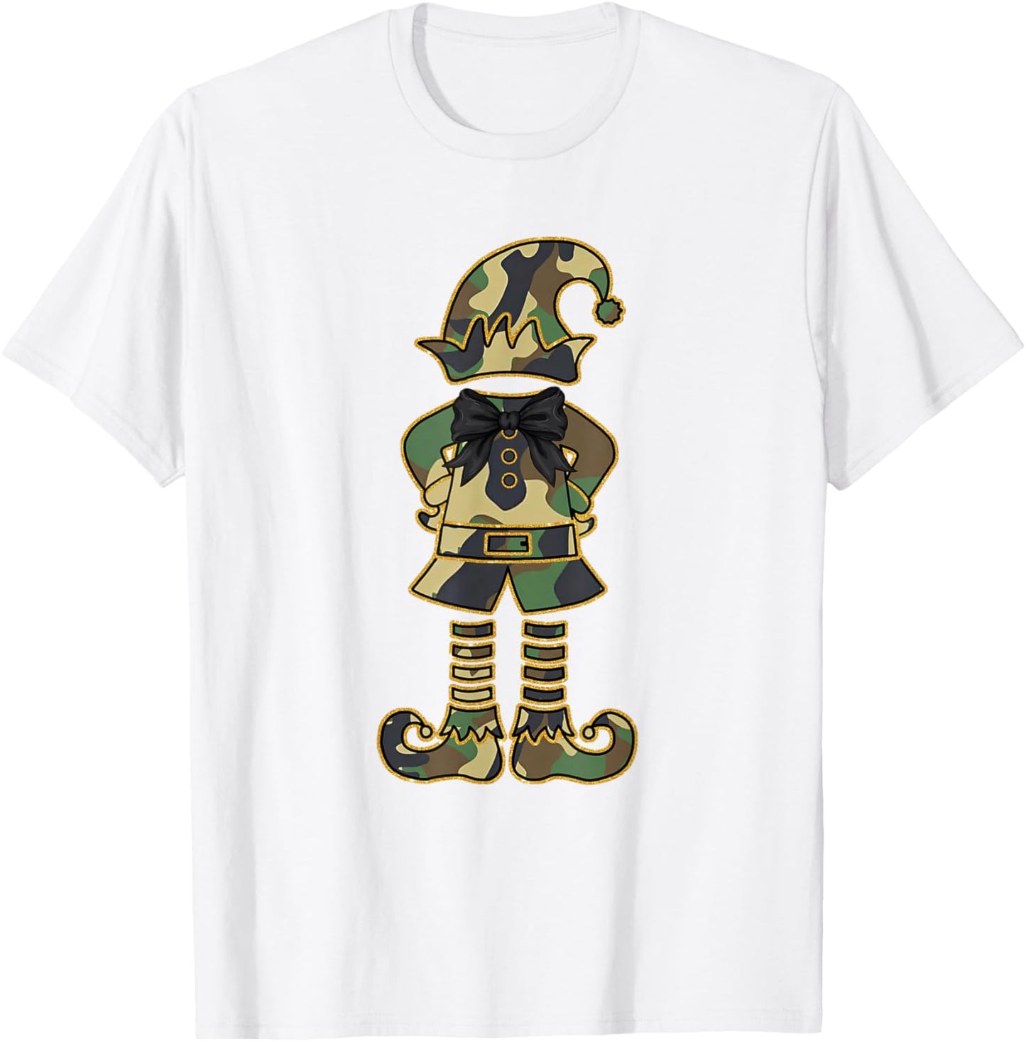 Christmas Camouflage Elf Boys Kids Xmas Family Matching Gift T-Shirt - T-Shirt | White