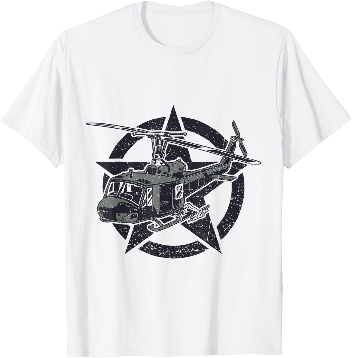 UH-1 Huey On Star US Military Helicopter Aviation Pilot T-Shirt - T-Shirt | White