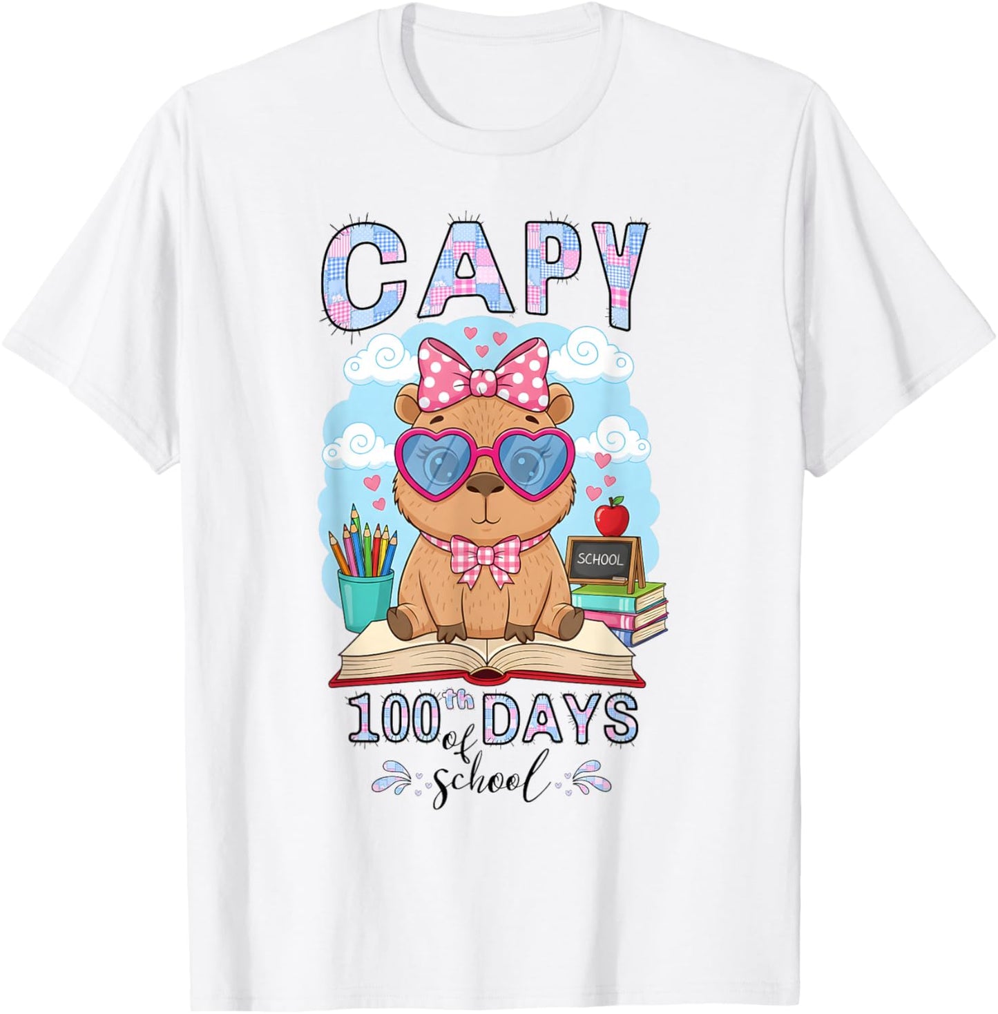 Capy 100th Days of School Capybara 100 Days Smarter Cute T-Shirt - T-Shirt | White