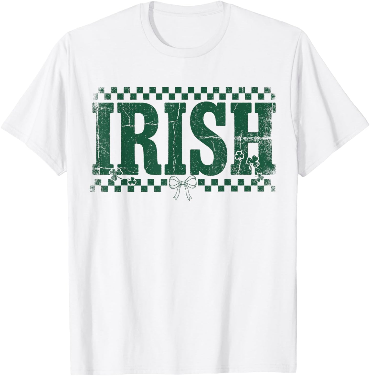 Vintage Irish St Patrick Day Funny Bow Coquette St Patty's T-Shirt - T-Shirt | White