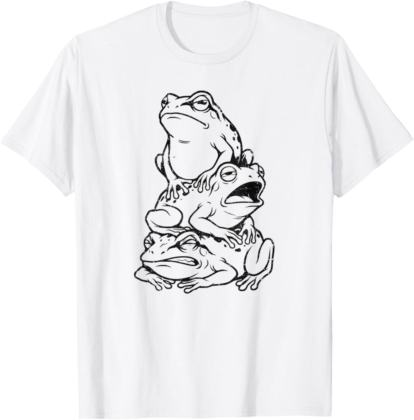 Frog Lover Men Women Funny Frog Totem Three Grumpy Frogs T-Shirt - T-Shirt | White