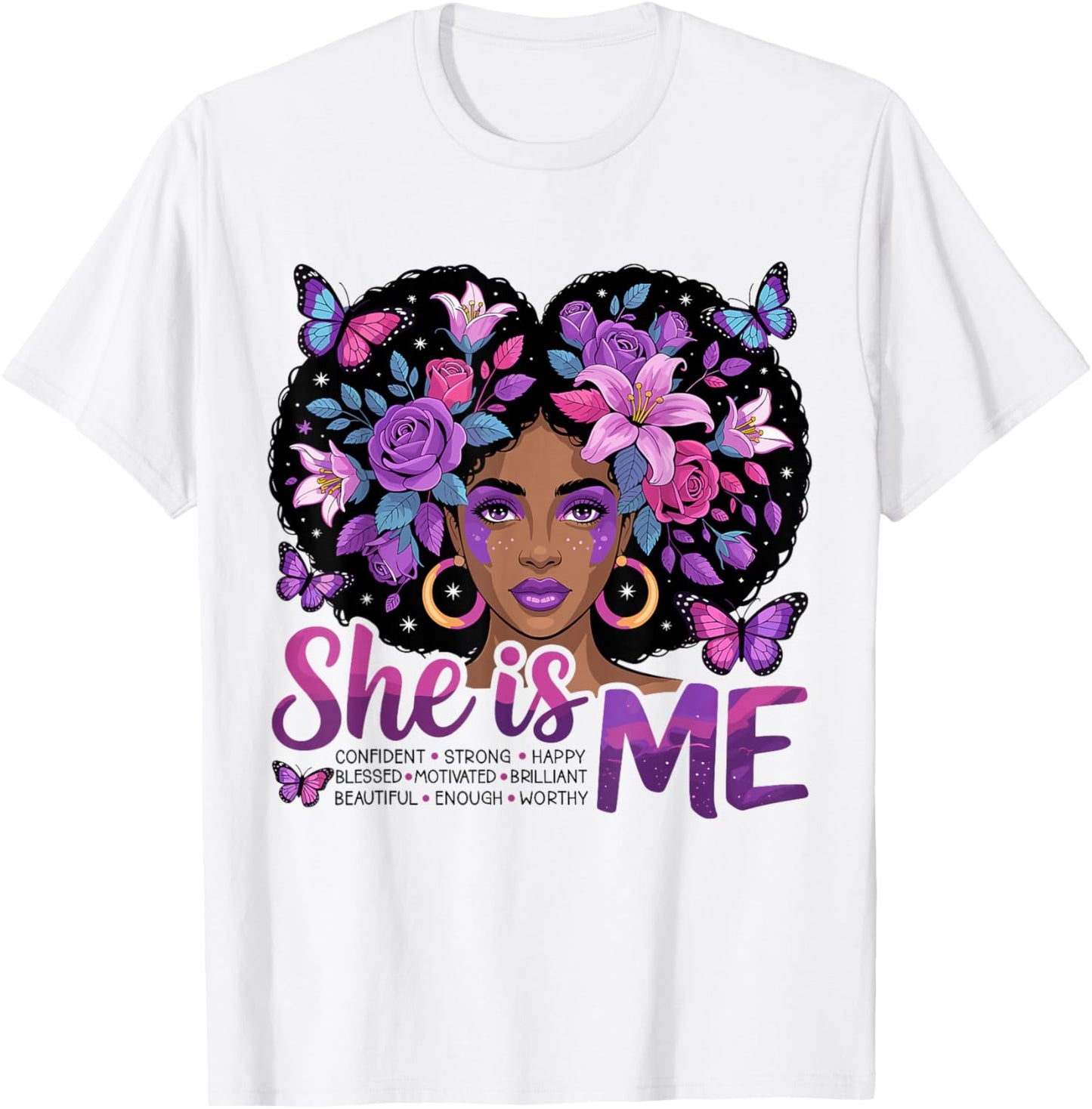 She is Me Black Women Empowerment Strong Educated Blessed T-Shirt - T-Shirt | White