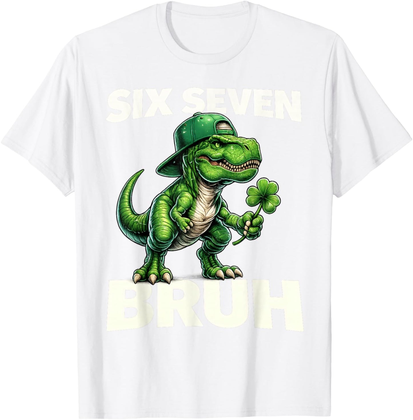 Boys st Patricks Day 67 Trex Dab Six Seven Bruh Kids Youth T-Shirt - T-Shirt | White