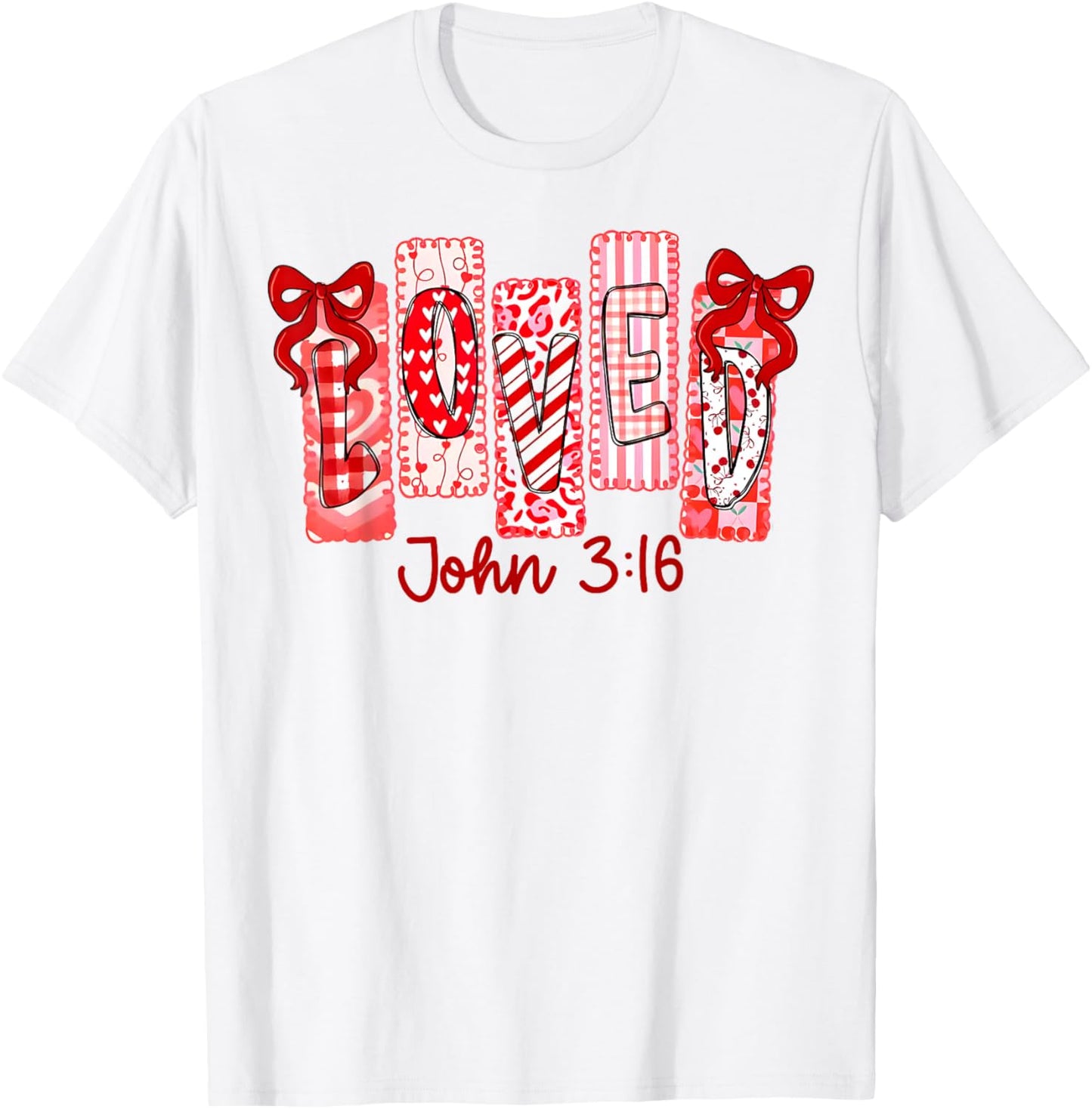 Christian Valentine Loved John 316 Coquette Bow Valentine T-Shirt - T-Shirt | White