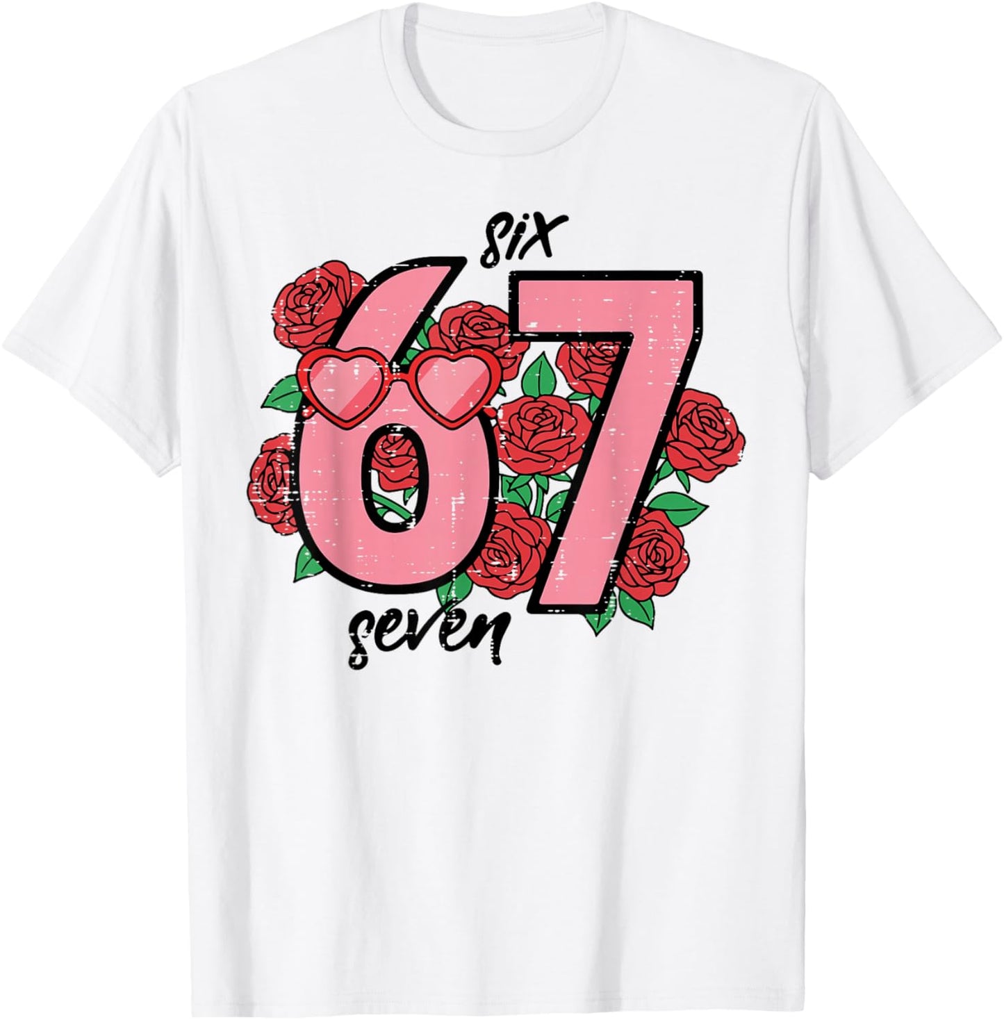 Six Seven 6 7 Valentines Day 67 Meme Kids Boys Youth Women T-Shirt - T-Shirt | White