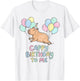 Cappy Birthday to Me Cute Capybara Balloons Pastel Art T-Shirt - T-Shirt | White