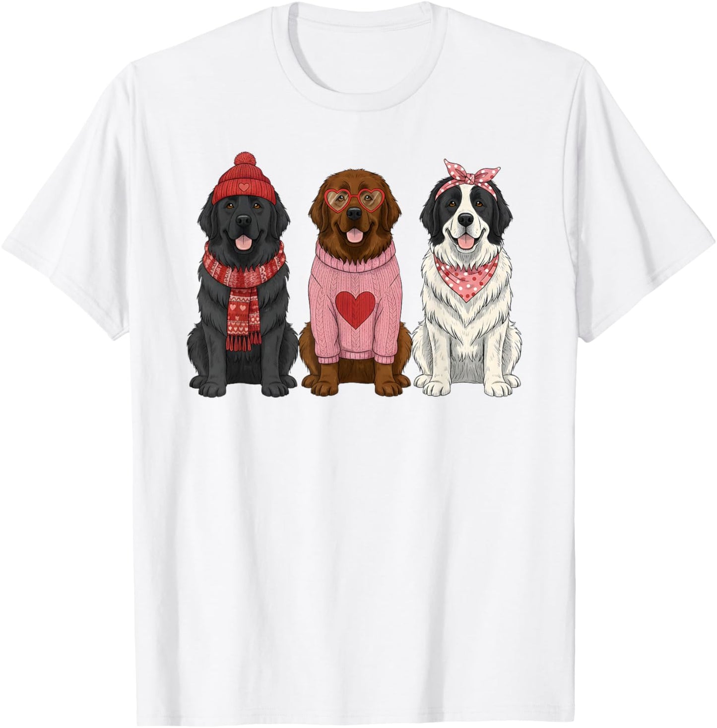 Cute Newfie Valentine Newfoundland Dog T-Shirt - T-Shirt | White