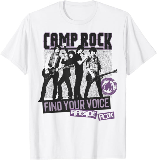 Disney Camp Rock Find Your Voice Fireside Rock Band Poster T-Shirt - T-Shirt | White