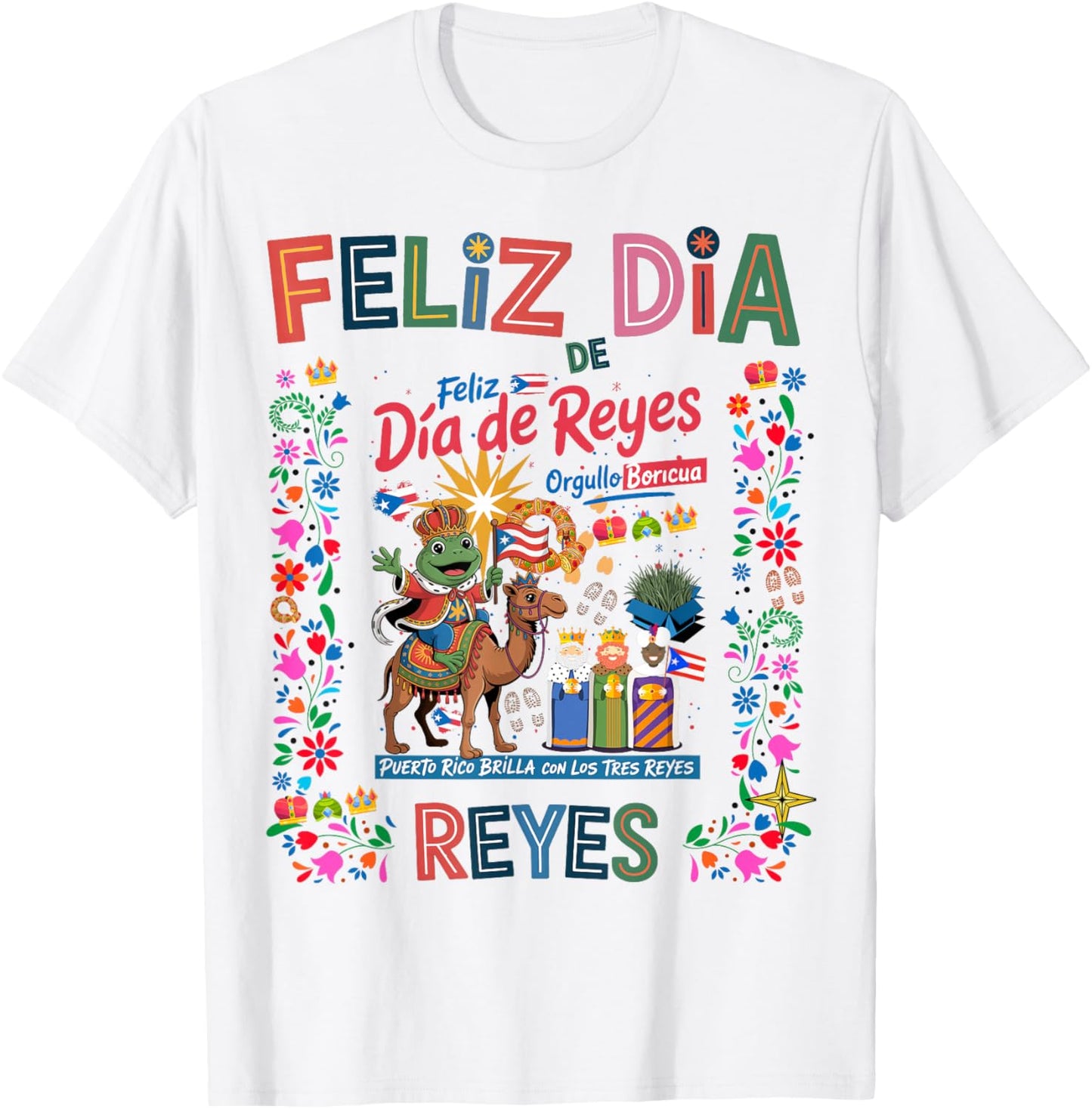 Three Kings Day Puerto Rican Women Idea & Coqui Frog Boricua T-Shirt - T-Shirt | White