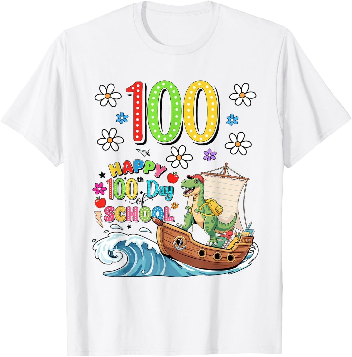 Happy 100th Day of School Design for Kids – 100 Days Smarter T-Shirt - T-Shirt | White