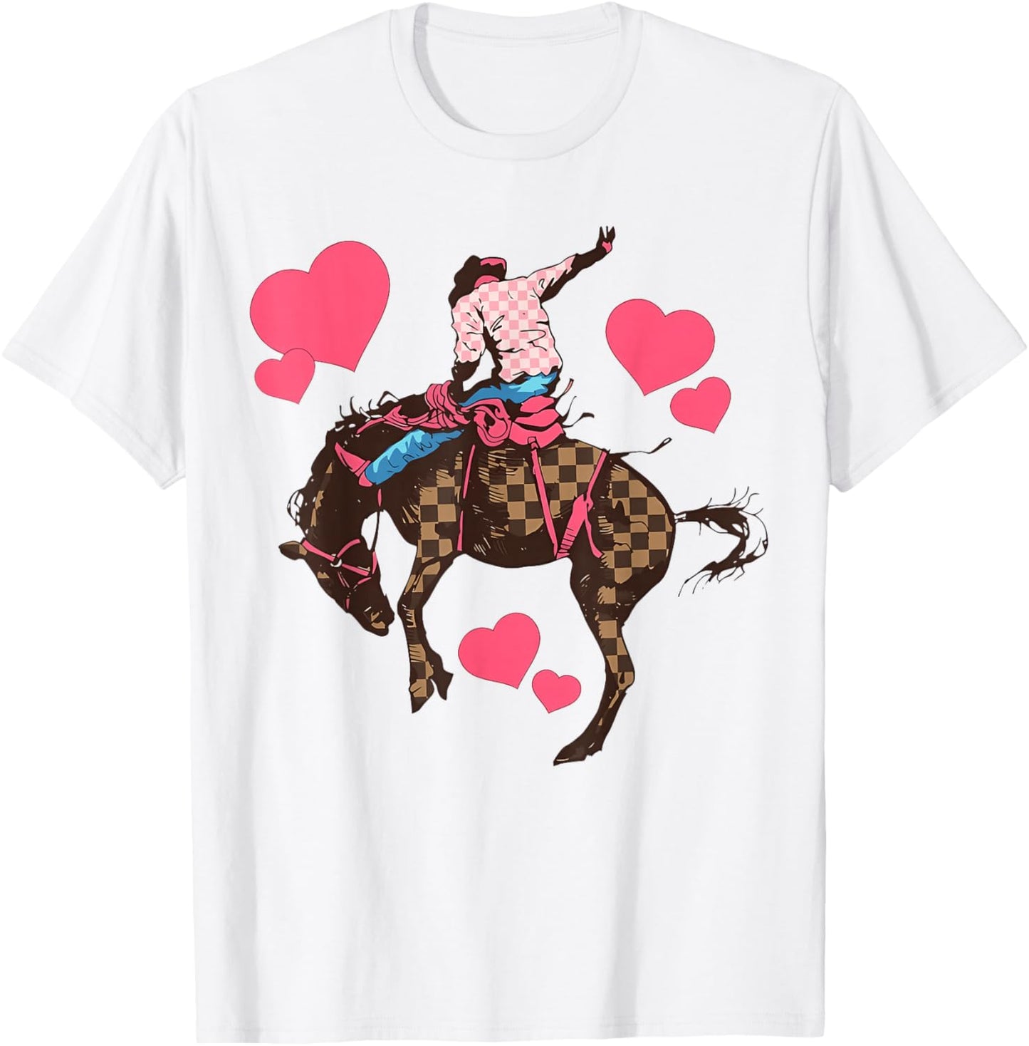 Horseman Red Heart Wild Western Cowboy Valentines T-Shirt - T-Shirt | White