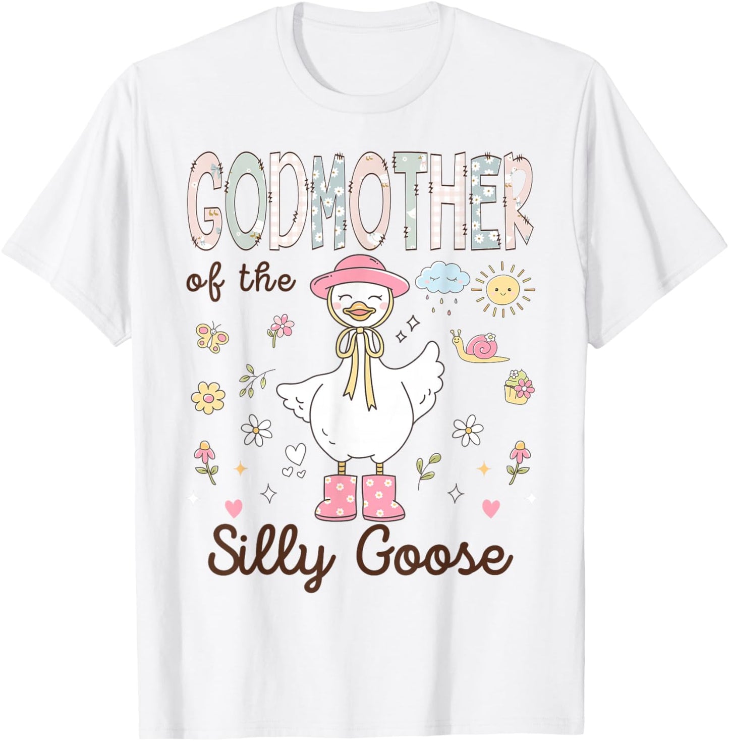 Godmother of The Silly Goose First Birthday Girl Family T-Shirt - T-Shirt | White
