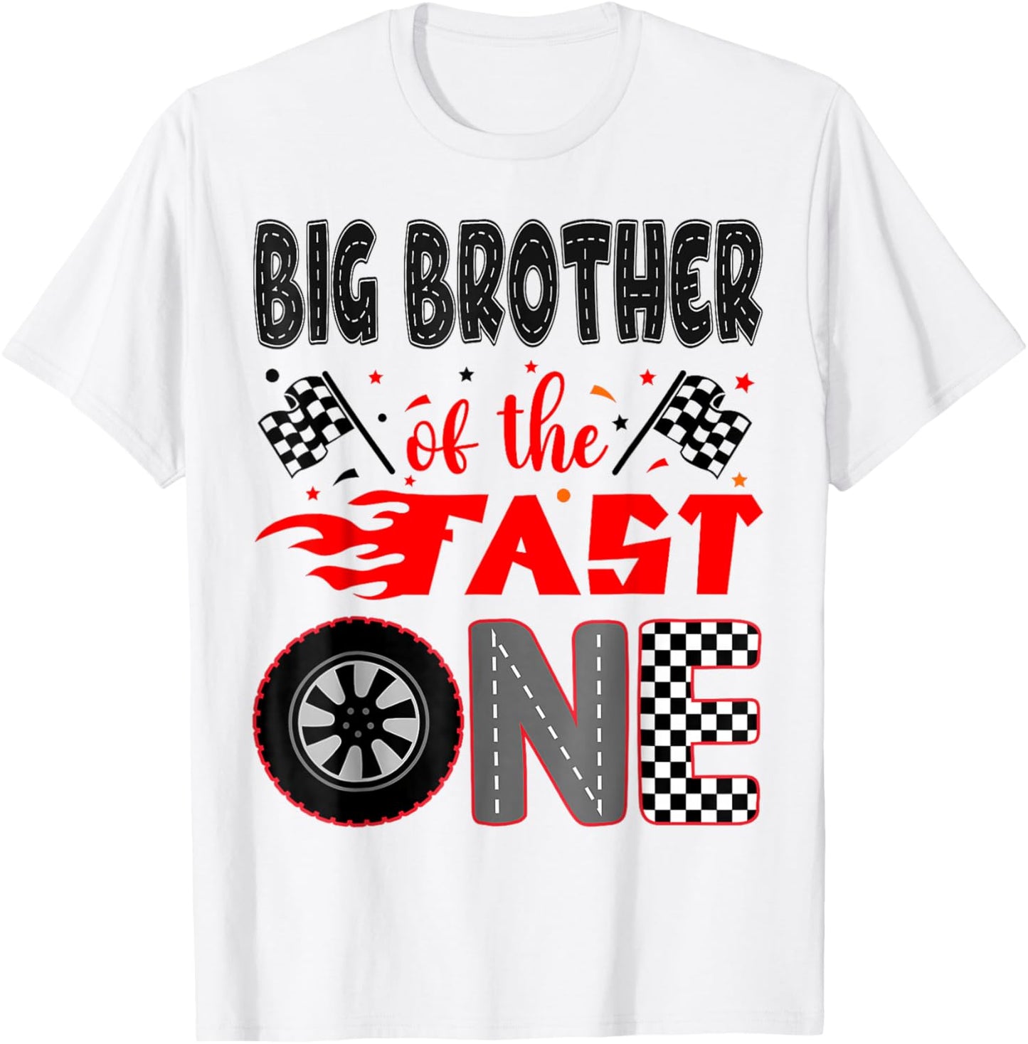 Big Brother of The Fast One Birthday 1st Race Car Family T-Shirt - T-Shirt | White