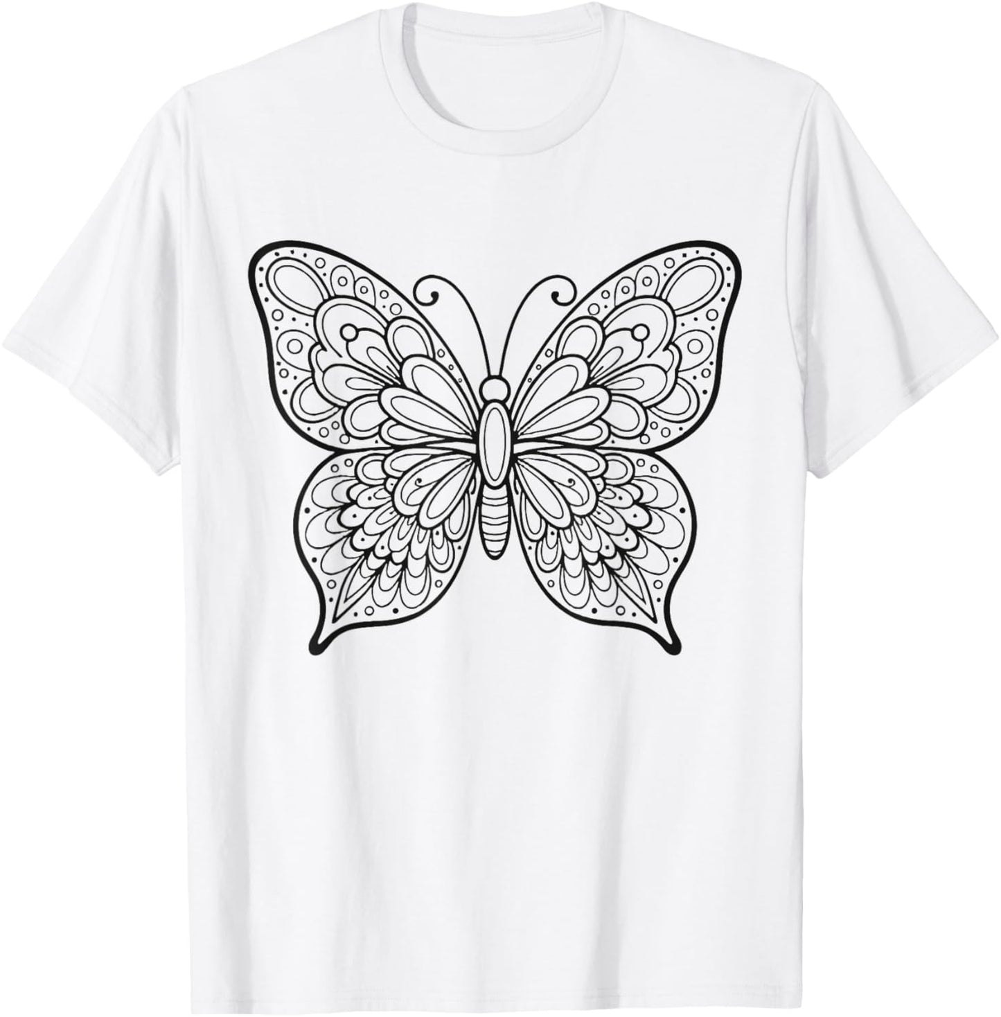 Colour in The Mandala Butterfly and Paint it Yourself T-Shirt - T-Shirt | White