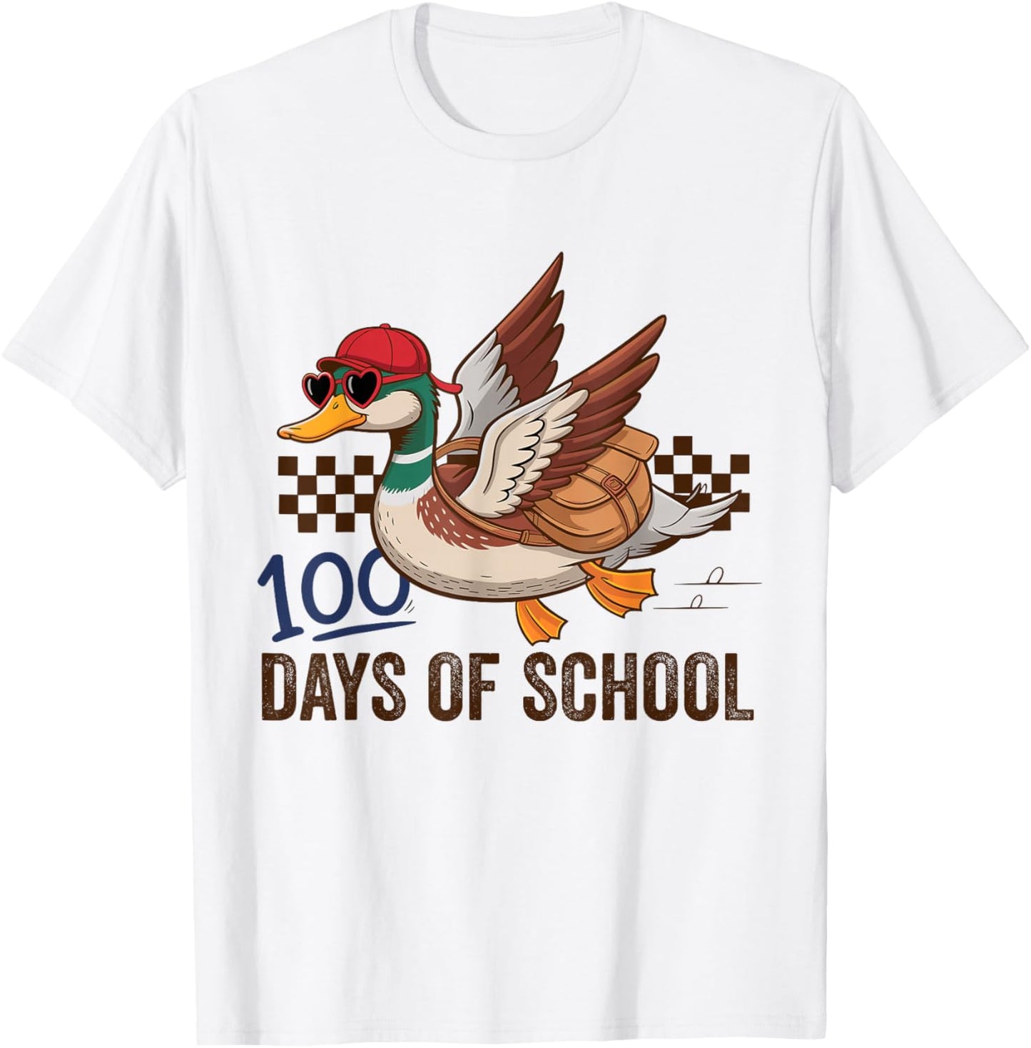Happy 100 Days of School Goose Teacher Kids T-Shirt - T-Shirt | White