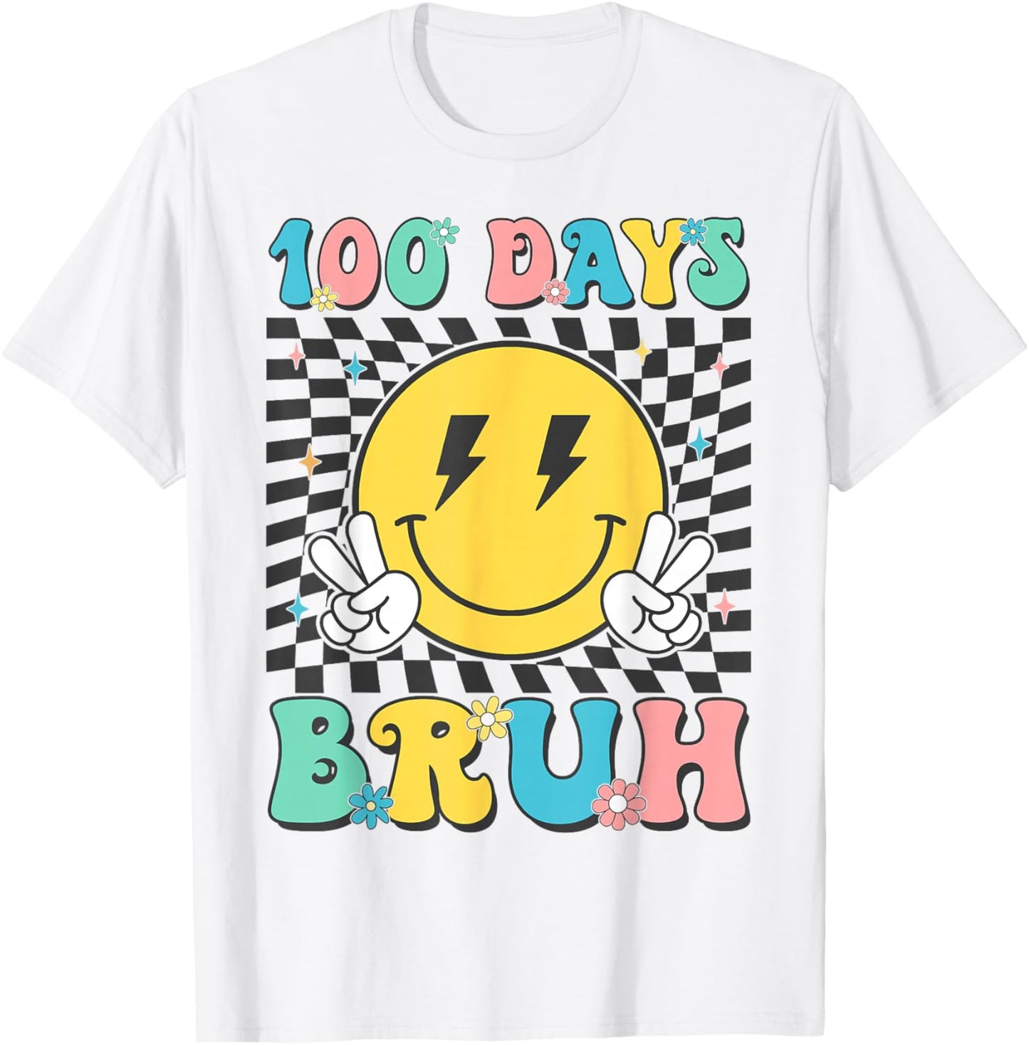 Cute100 Days Bruh100th Day of School Vibes Kids Boys Girls T-Shirt - T-Shirt | White
