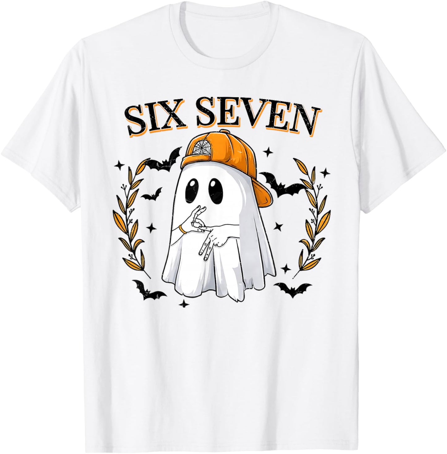 Cool Six Seven 6 7 Ghost Halloween Meme Slang Gen Z Alpha T-Shirt - T-Shirt | White