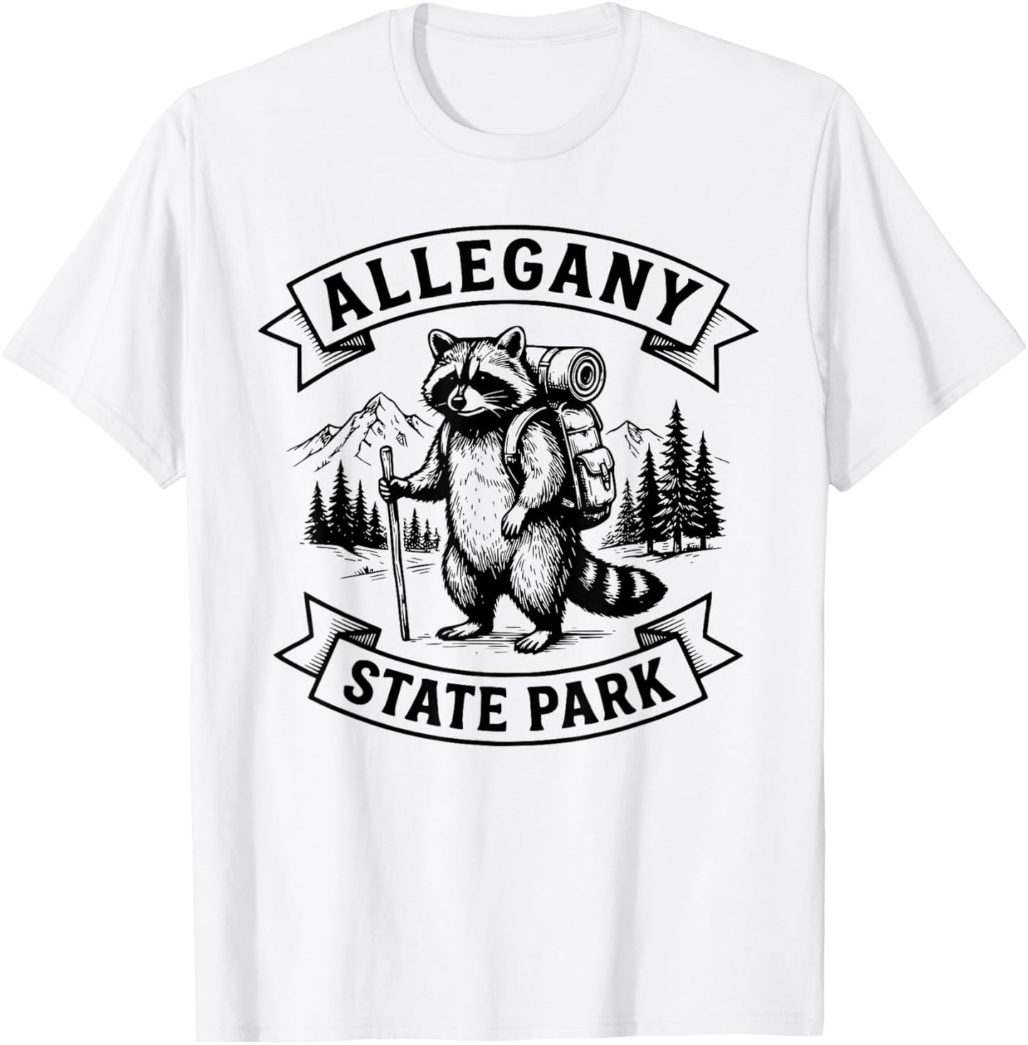 Allegany Hiking Raccoon Backpacking Allegany State Park T-Shirt - T-Shirt | White