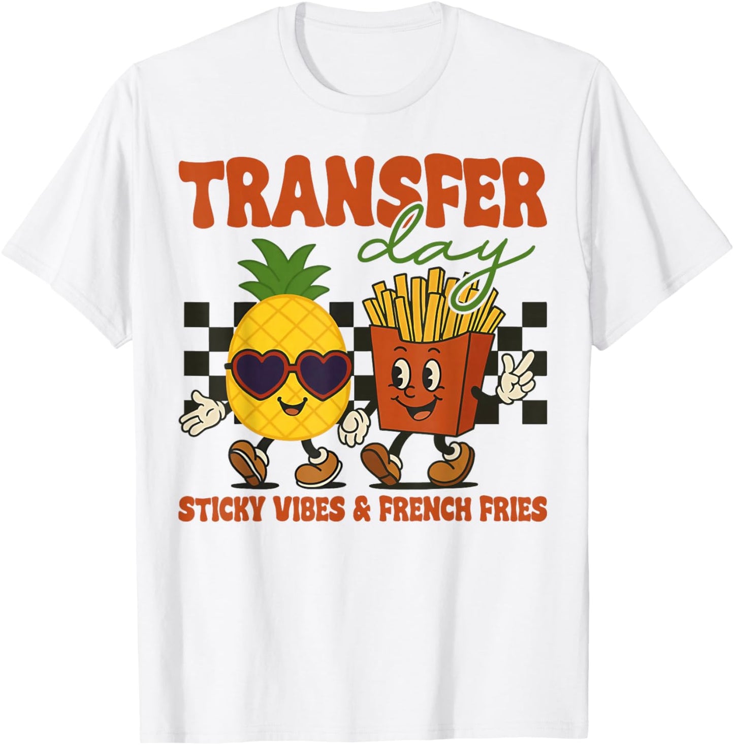 Retro Groovy Transfer Day Sticky Vibes IVF Couple Embryo T-Shirt - T-Shirt | White