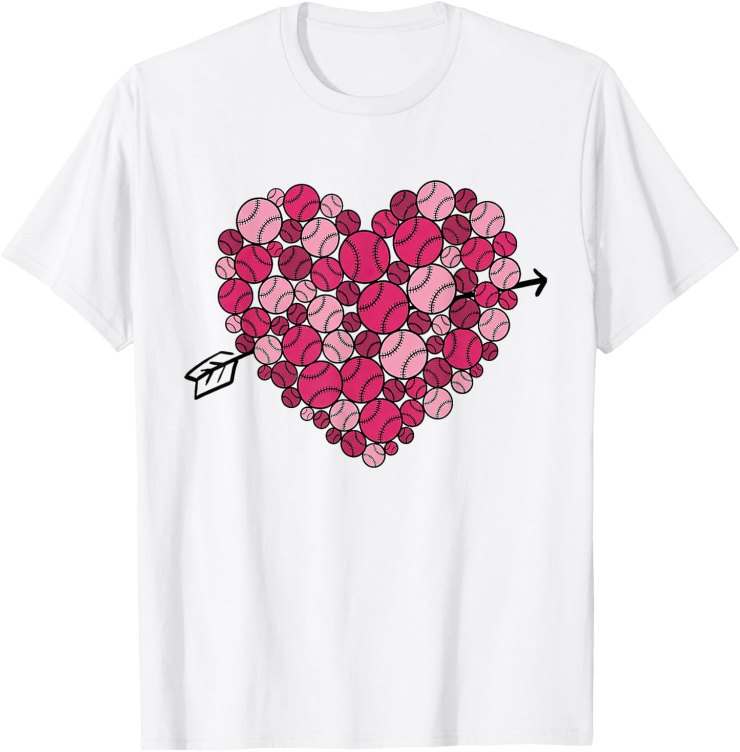 Valentine's Day Baseball Heart Softball Player Sports Lover T-Shirt - T-Shirt | White