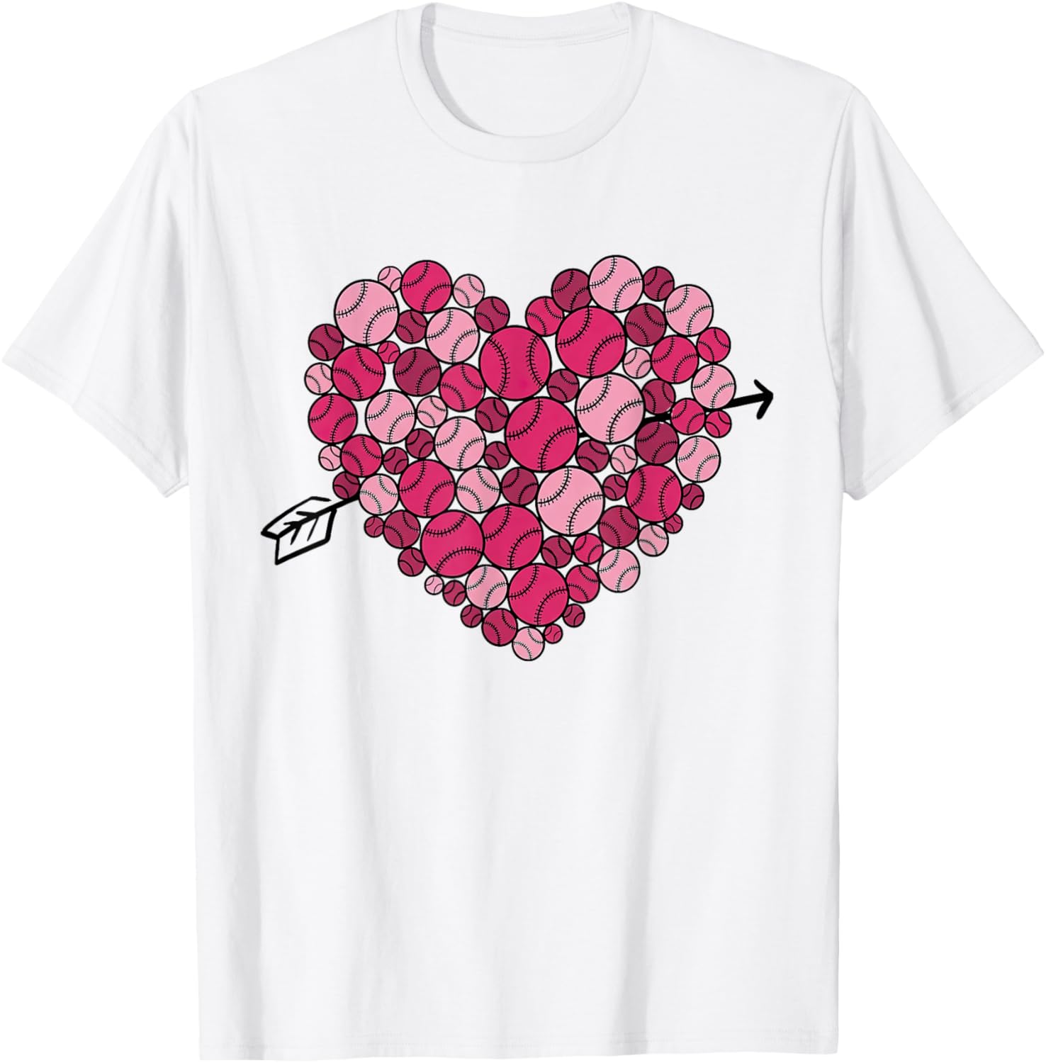 Valentine's Day Baseball Heart Softball Player Sports Lover T-Shirt - T-Shirt | White