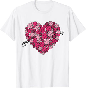 Valentine's Day Baseball Heart Softball Player Sports Lover T-Shirt - T-Shirt | White